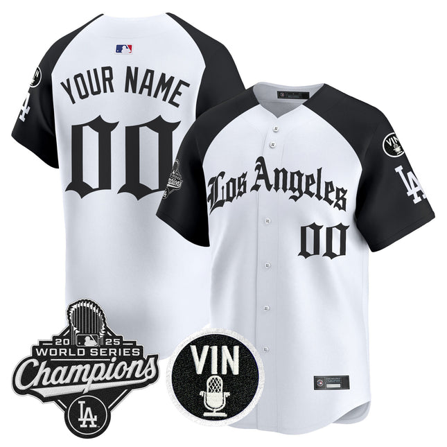 Dodgers 2025 World Series Champions Vapor Premier Limited Custom Jersey - LA Gothic Edition - All Stitched