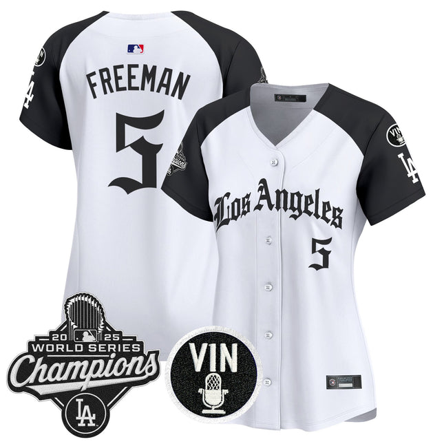 Women's Dodgers 2025 World Series Champions Vapor Premier Limited Jersey - LA Gothic Edition - All Stitched