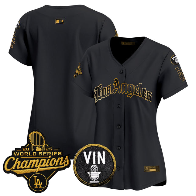 Women's Dodgers 2025 World Series Champions Vapor Premier Limited Jersey - LA Gothic Edition - All Stitched