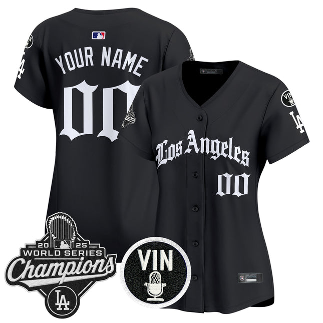 Dodgers 2025 World Series Champions Vapor Premier Limited Custom Jersey - LA Gothic Edition - All Stitched