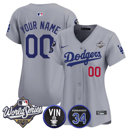 Dodgers 2025 World Series Vapor Premier Limited Custom Jersey - Vin Scully & Fernando Patch - All Stitched