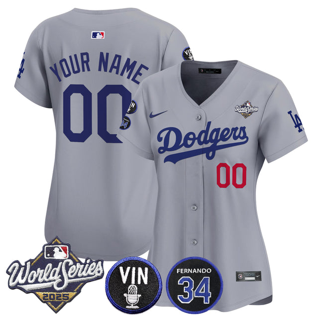 Dodgers 2025 World Series Vapor Premier Limited Custom Jersey - Vin Scully & Fernando Patch - All Stitched