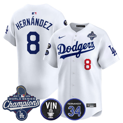 Men's Dodgers 2025 World Series Champions Vapor Premier Limited Jersey - Vin Scully & Fernando Patch - All Stitched