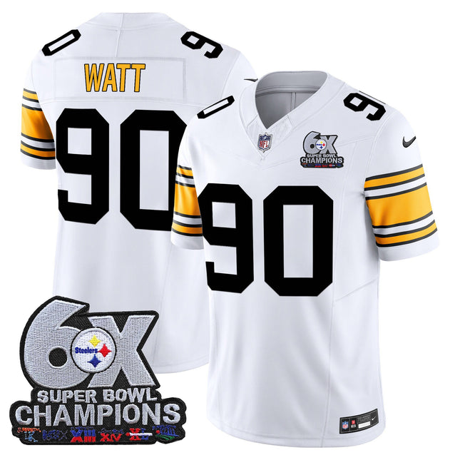Men's Pittsburgh Steelers 6-Time Champions Patch Vapor Limited Jersey - All Stitched