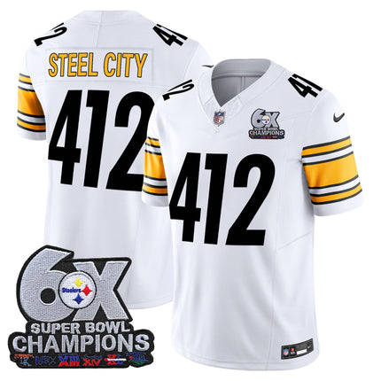 Men's Pittsburgh Steelers 6-Time Champions Patch Vapor Limited Jersey - All Stitched