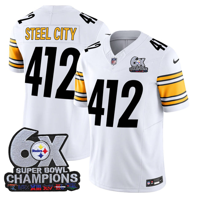 Men's Pittsburgh Steelers 6-Time Champions Patch Vapor Limited Jersey - All Stitched