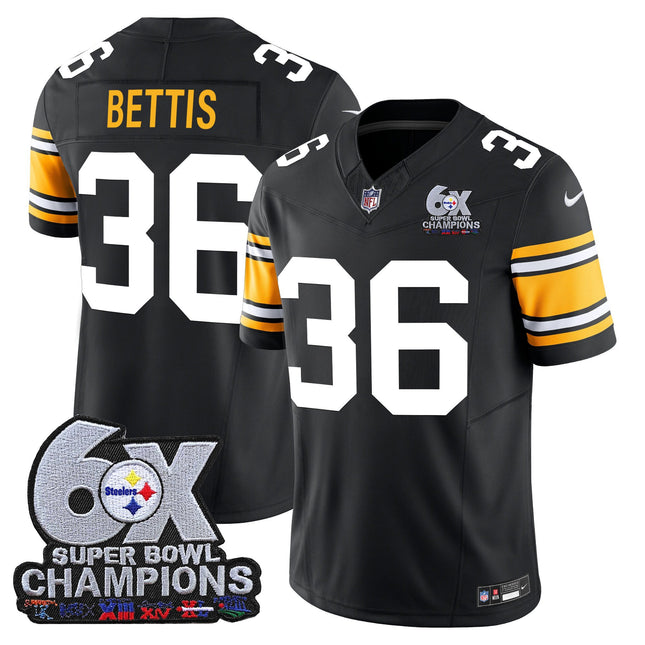 Men's Pittsburgh Steelers 6-Time Champions Patch Vapor Limited Jersey - All Stitched