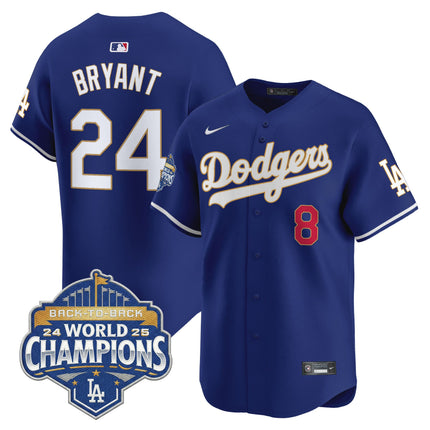 Men's Dodgers 2025 Back-To-Back Champions Gold Trim Vapor Premier Limited Jersey - All Stitched