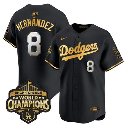 Men's Dodgers 2025 Back-To-Back Champions Gold Trim Vapor Premier Limited Jersey - All Stitched