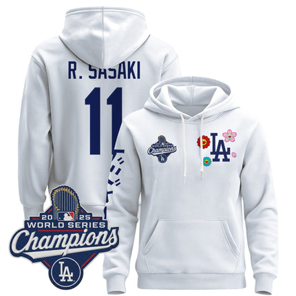 Men's Los Angeles Dodgers x Takashi Murakami Pullover Hoodie - 2025 World Series Champions Patch - Stitched