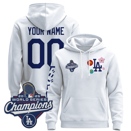 Los Angeles Dodgers x Takashi Murakami Custom Pullover Hoodie - 2025 World Series Champions Patch - Stitched
