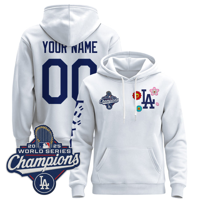 Los Angeles Dodgers x Takashi Murakami Custom Pullover Hoodie - 2025 World Series Champions Patch - Stitched