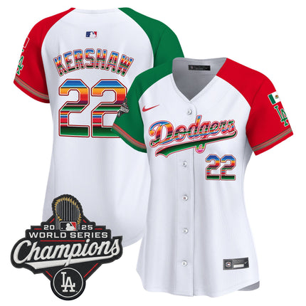 Women's Dodgers Mexico 2025 World Series Champions Vapor Premier Limited Jersey - All Stitched