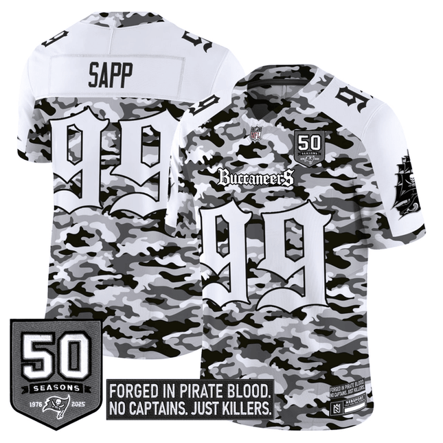 White Camo Tampa Bay Buccaneers 50th Seasons Patch Jersey - All Stitched