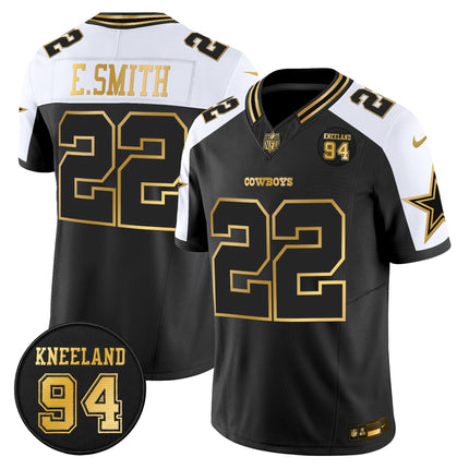 Men's Dallas Cowboys #94 Marshawn Kneeland Memorial Patch Gold Vapor Limited Jersey - All Stitched