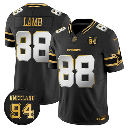 Men's Dallas Cowboys #94 Marshawn Kneeland Memorial Patch Gold Vapor Limited Jersey - All Stitched