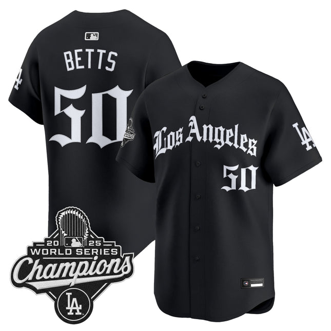 Men's Dodgers 2025 World Series Champions Vapor Premier Limited Jersey V2 - LA Gothic Edition - All Stitched