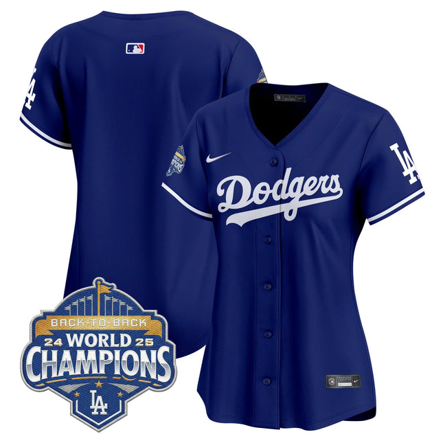 Women's Dodgers 2025 Back-To-Back Champions Vapor Premier Limited Jersey - All Stitched