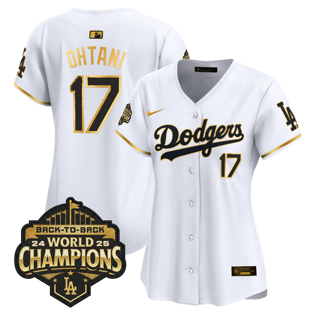 Women's Dodgers 2025 Back-To-Back Champions Vapor Premier Limited Jersey - All Stitched
