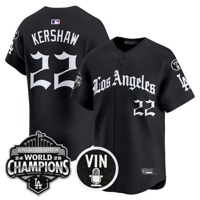 Men's Dodgers 2025 Back-To-Back Champions Vapor Premier Limited Jersey - LA Gothic Edition - All Stitched