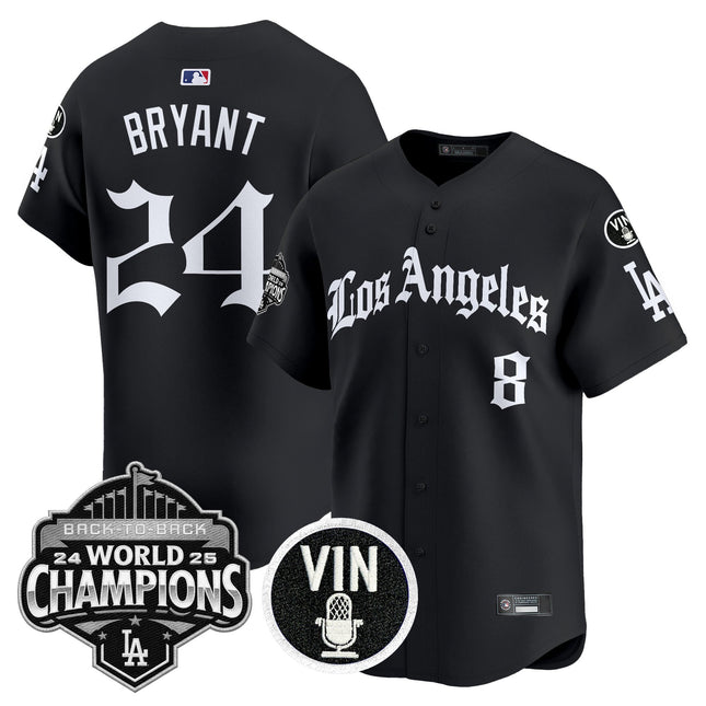 Men's Dodgers 2025 Back-To-Back Champions Vapor Premier Limited Jersey - LA Gothic Edition - All Stitched