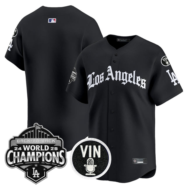 Men's Dodgers 2025 Back-To-Back Champions Vapor Premier Limited Jersey - LA Gothic Edition - All Stitched