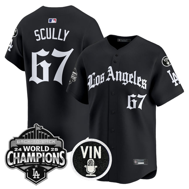 Men's Dodgers 2025 Back-To-Back Champions Vapor Premier Limited Jersey - LA Gothic Edition - All Stitched