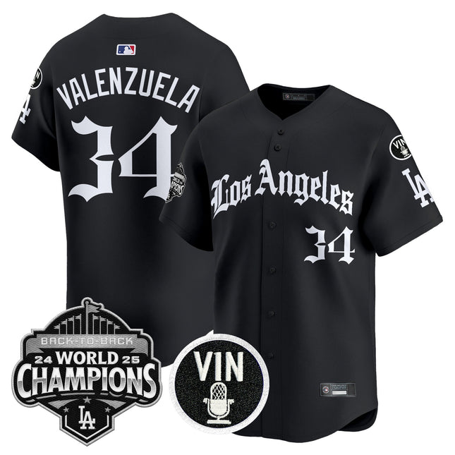Men's Dodgers 2025 Back-To-Back Champions Vapor Premier Limited Jersey - LA Gothic Edition - All Stitched