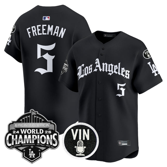 Men's Dodgers 2025 Back-To-Back Champions Vapor Premier Limited Jersey - LA Gothic Edition - All Stitched