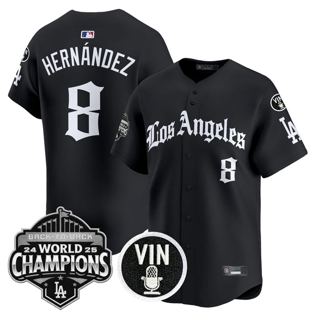 Men's Dodgers 2025 Back-To-Back Champions Vapor Premier Limited Jersey - LA Gothic Edition - All Stitched