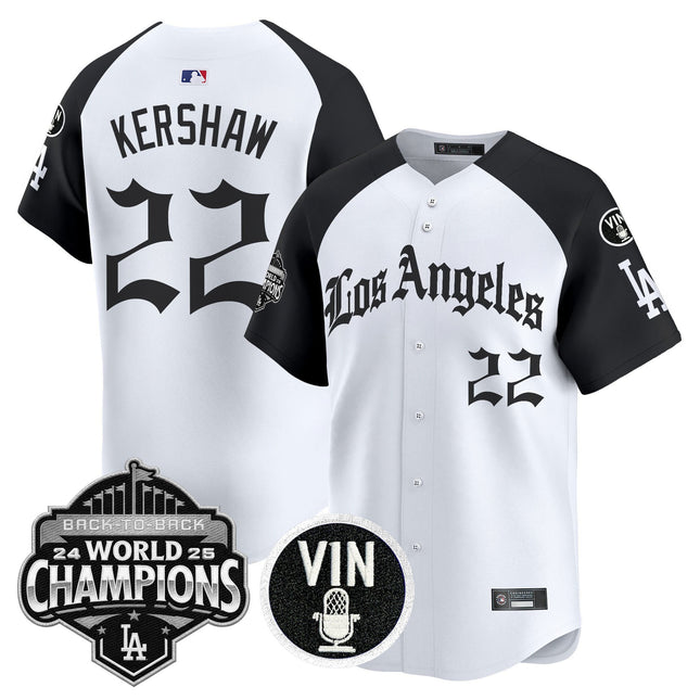 Men's Dodgers 2025 Back-To-Back Champions Vapor Premier Limited Jersey - LA Gothic Edition - All Stitched