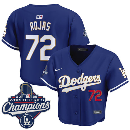 Women's Dodgers 2025 World Series Champions Patch Gold Trim Crop Top Baseball Jersey - All Stitched