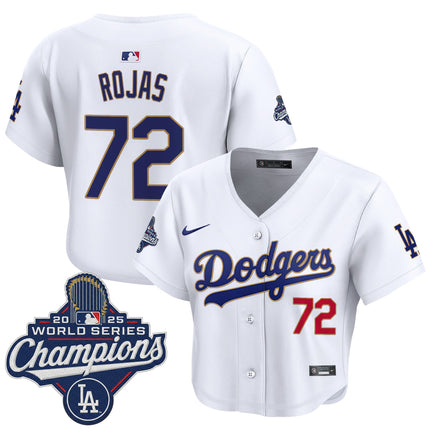 Women's Dodgers 2025 World Series Champions Patch Gold Trim Crop Top Baseball Jersey - All Stitched
