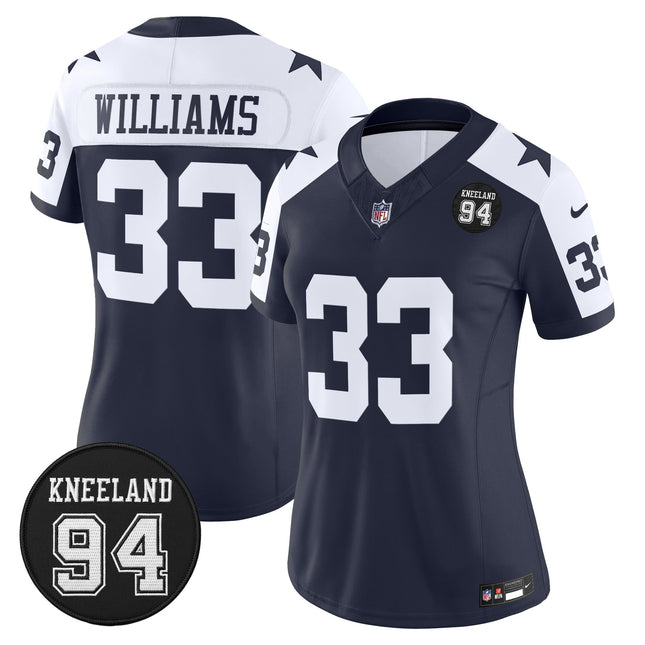 Women's Dallas Cowboys #94 Marshawn Kneeland Memorial Patch Vapor Limited Jersey - All Stitched