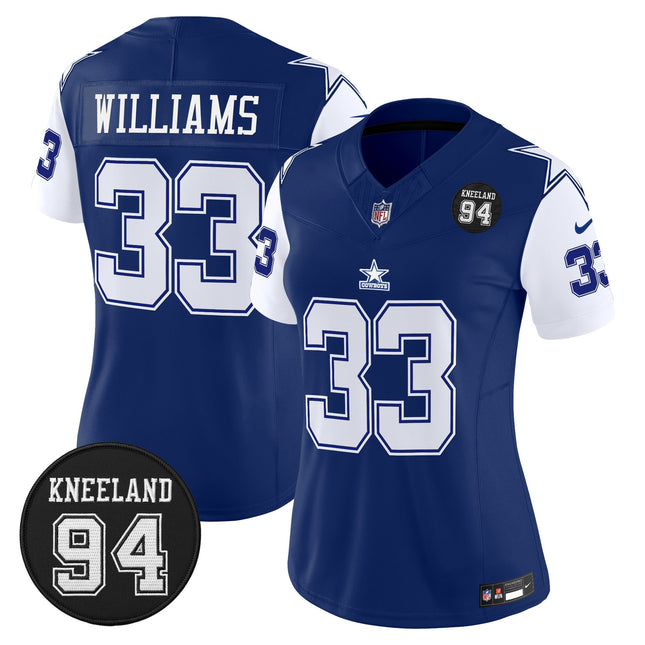 Women's Dallas Cowboys #94 Marshawn Kneeland Memorial Patch Vapor Limited Jersey - All Stitched