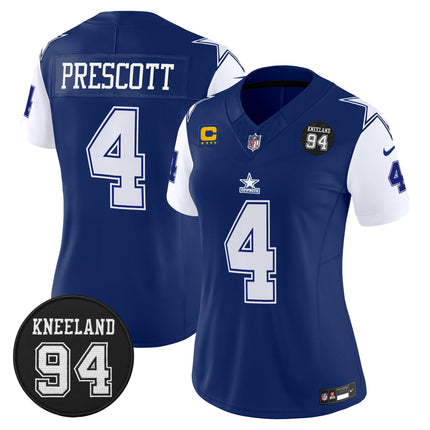 Women's Dallas Cowboys #94 Marshawn Kneeland Memorial Patch Vapor Limited Jersey - All Stitched