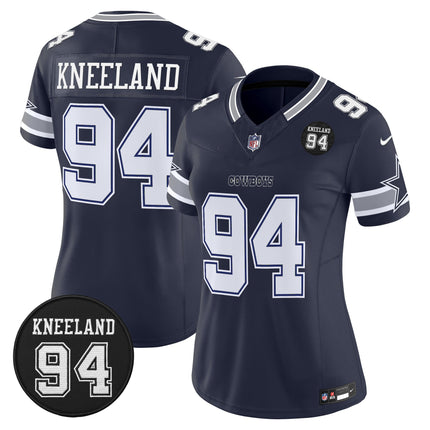 Women's Dallas Cowboys #94 Marshawn Kneeland Memorial Patch Vapor Limited Jersey - All Stitched