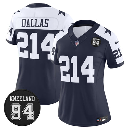 Women's Dallas Cowboys #94 Marshawn Kneeland Memorial Patch Vapor Limited Jersey - All Stitched