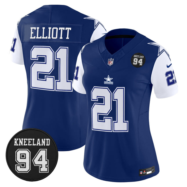 Women's Dallas Cowboys #94 Marshawn Kneeland Memorial Patch Vapor Limited Jersey - All Stitched