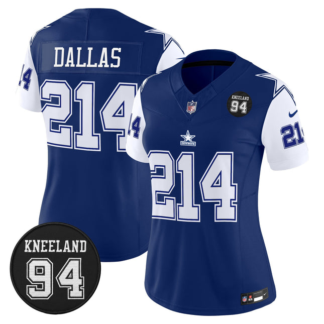 Women's Dallas Cowboys #94 Marshawn Kneeland Memorial Patch Vapor Limited Jersey - All Stitched