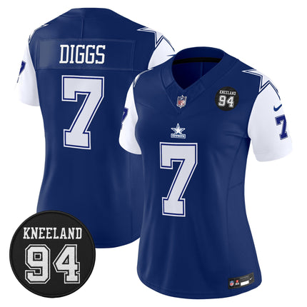 Women's Dallas Cowboys #94 Marshawn Kneeland Memorial Patch Vapor Limited Jersey - All Stitched