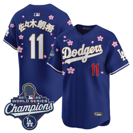 Men's Dodgers 2025 World Series Champions x Tokyo Series Gold Trim Vapor Premier Limited Jersey - Stitched