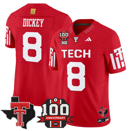 Men's Texas Tech Red Raiders 2025 Vapor Limited Jersey - 100th Anniversary & Texas Patch - All Stitched