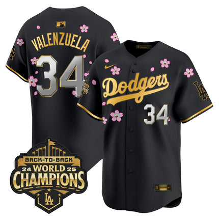 Men's Dodgers 2025 Back-To-Back Champions x Tokyo Series Gold Trim Vapor Premier Limited Jersey - Stitched