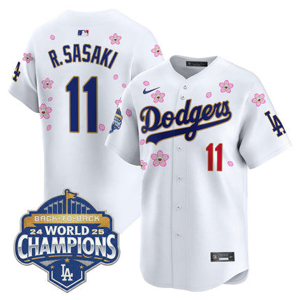 Men's Dodgers 2025 Back-To-Back Champions x Tokyo Series Gold Trim Vapor Premier Limited Jersey - Stitched