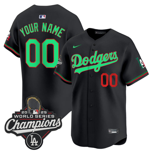 Dodgers Mexico 2025 World Series Champions Vapor Premier Limited Custom Jersey V2 - All Stitched