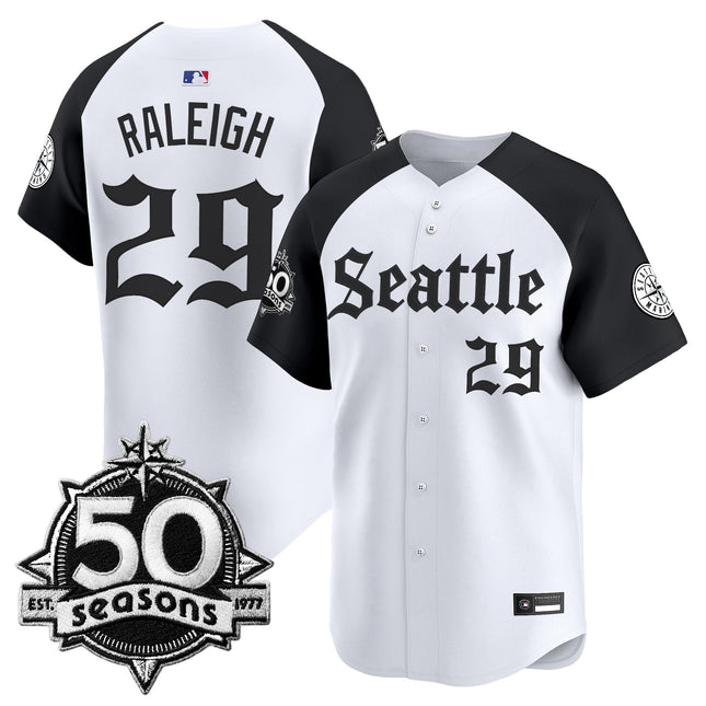 Men's Seattle Mariners 50 Seasons Patch Vapor Premier Limited Jersey - Gothic Edition - All Stitched