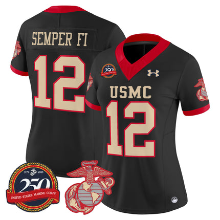 #12 Semper Fi United States Marine Corps Vapor Limited Jersey - 250th Anniversary Patch - All Stitched