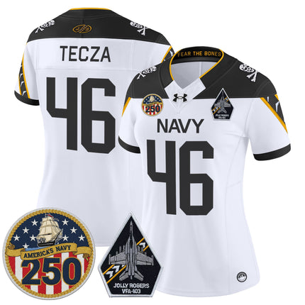 Women's Navy Midshipmen 'Jolly Rogers Edition' Vapor Limited Jersey - 250th Anniversary Patch - All Stitched