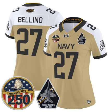 Women's Navy Midshipmen 'Jolly Rogers Edition' Vapor Limited Jersey - 250th Anniversary Patch - All Stitched